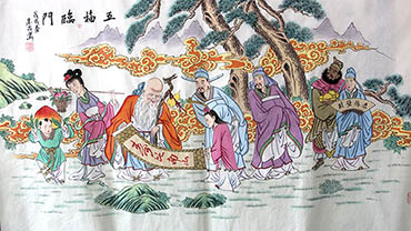 Chinese The Five Gods of Fortune Painting,69cm x 138cm,ds31165007-x