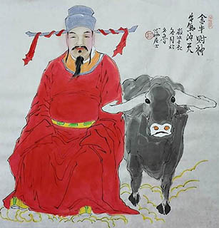 Chinese The Five Gods of Fortune Painting,66cm x 66cm,xhjs31118013-x