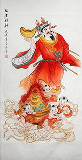 Chinese the Three Gods of Fu Lu Shou Painting,68cm x 136cm,2747001-x