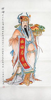 Chinese the Three Gods of Fu Lu Shou Painting,68cm x 136cm,2747002-x