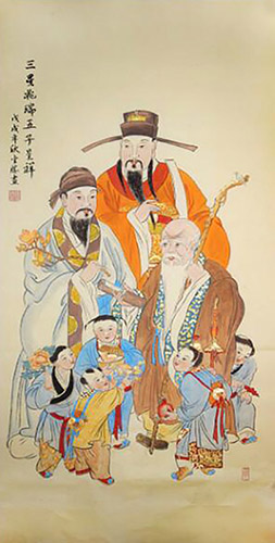 the Three Gods of Fu Lu Shou,68cm x 136cm(27〃 x 54〃),2747006-z