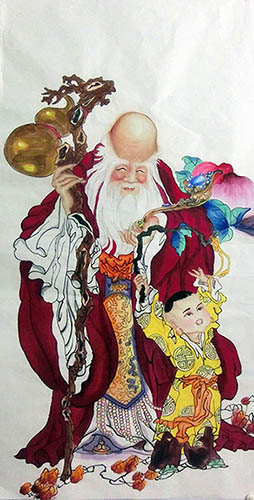 the Three Gods of Fu Lu Shou,68cm x 136cm(27〃 x 54〃),3348042-z