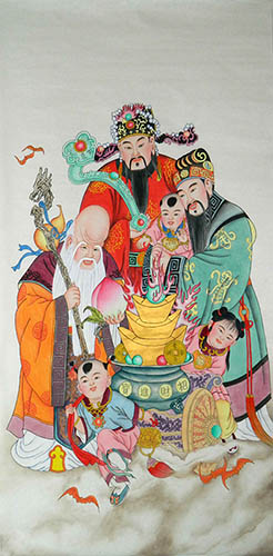 the Three Gods of Fu Lu Shou,69cm x 138cm(27〃 x 54〃),3449014-z