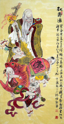 the Three Gods of Fu Lu Shou,50cm x 100cm(19〃 x 39〃),3518064-z