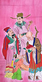 Chinese the Three Gods of Fu Lu Shou Painting,68cm x 136cm,3539001-x