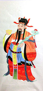 Chinese the Three Gods of Fu Lu Shou Painting,68cm x 136cm,3539002-x