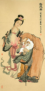 Chinese the Three Gods of Fu Lu Shou Painting,68cm x 136cm,3545003-x