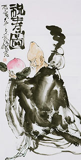 Chinese the Three Gods of Fu Lu Shou Painting,68cm x 136cm,3545005-x