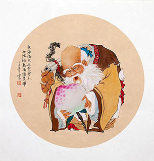 Chinese the Three Gods of Fu Lu Shou Painting,66cm x 66cm,3729002-x