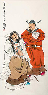 Chinese the Three Gods of Fu Lu Shou Painting,69cm x 138cm,3729003-x