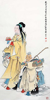 Chinese the Three Gods of Fu Lu Shou Painting,69cm x 138cm,3729004-x