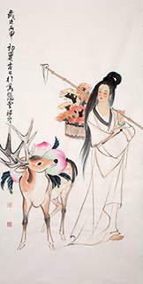 Chinese the Three Gods of Fu Lu Shou Painting,69cm x 138cm,3729009-x
