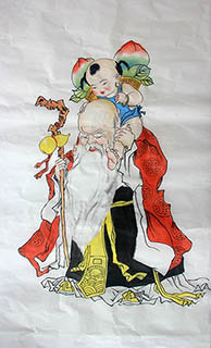Chinese the Three Gods of Fu Lu Shou Painting,69cm x 138cm,ds31165009-x