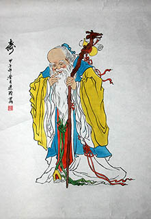 Chinese the Three Gods of Fu Lu Shou Painting,60cm x 100cm,ds31165012-x