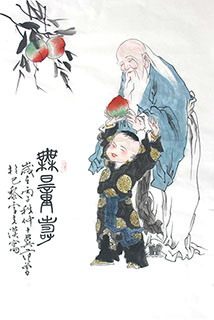Chinese the Three Gods of Fu Lu Shou Painting,100cm x 88cm,ds31165014-x