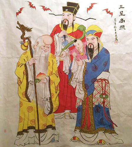 the Three Gods of Fu Lu Shou,96cm x 180cm(38〃 x 71〃),ds31165017-z