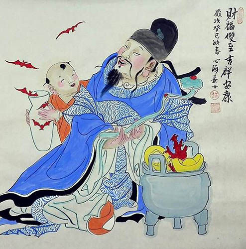 the Three Gods of Fu Lu Shou,66cm x 66cm(26〃 x 26〃),xhjs31118006-z