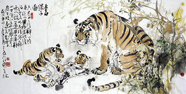 Chinese Tiger Painting,68cm x 136cm,4447007-x