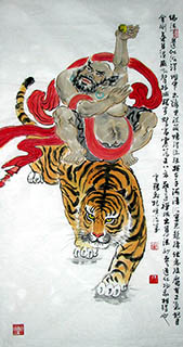 Chinese Tiger Painting,50cm x 100cm,4518005-x