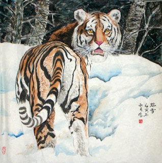 Chinese Tiger Painting,66cm x 66cm,4695018-x