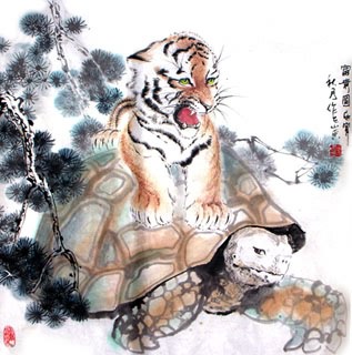 Chinese Tiger Painting,69cm x 69cm,4695020-x