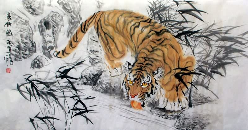 Chinese Tiger Painting 4695037, 66cm x 136cm(26〃 x 53〃)