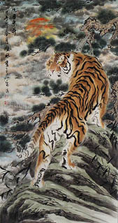 Chinese Tiger Painting,68cm x 136cm,4695111-x