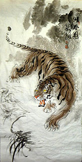 Chinese Tiger Painting,68cm x 136cm,4695130-x