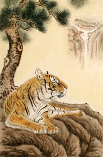 Chinese Tiger Painting,69cm x 46cm,4697001-x