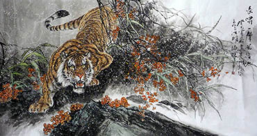 Chinese Tiger Painting,96cm x 180cm,4763003-x