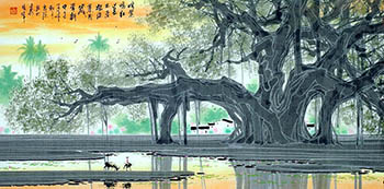Chinese Trees Painting,68cm x 136cm,1095089-x
