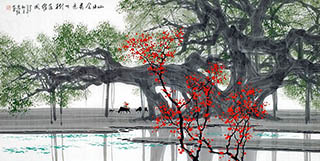 Chinese Trees Painting,68cm x 136cm,1095091-x