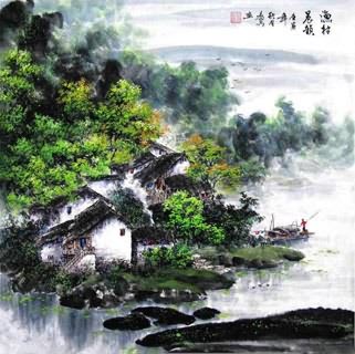 Chinese Village Countryside Painting,69cm x 69cm,1061021-x