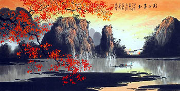 Chinese Village Countryside Painting,68cm x 136cm,1095018-x