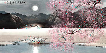 Chinese Village Countryside Painting,68cm x 136cm,1095023-x