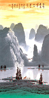 Chinese Village Countryside Painting,68cm x 136cm,1095026-x