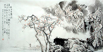 Chinese Village Countryside Painting,68cm x 136cm,1095041-x