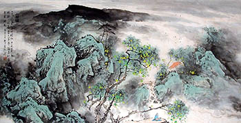 Chinese Village Countryside Painting,68cm x 136cm,1095043-x