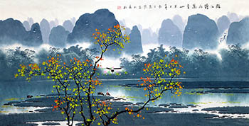 Chinese Village Countryside Painting,68cm x 136cm,1095048-x