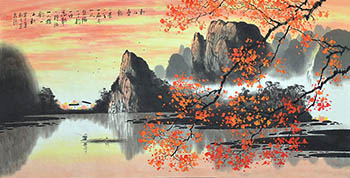 Chinese Village Countryside Painting,68cm x 136cm,1095049-x