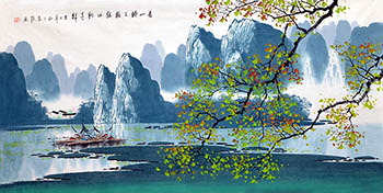 Chinese Village Countryside Painting,68cm x 136cm,1095050-x