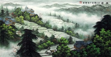 Chinese Village Countryside Painting,48cm x 96cm,1135109-x