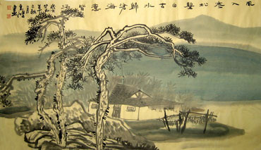 Chinese Village Countryside Painting,50cm x 80cm,1579018-x