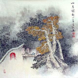Chinese Village Countryside Painting,68cm x 68cm,gj11098001-x
