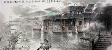 Chinese Water Township Painting,80cm x 180cm,1025025-x