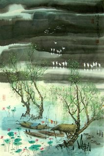 Chinese Water Township Painting,53cm x 81cm,1197004-x