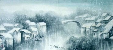 Chinese Water Township Painting,48cm x 96cm,1199007-x