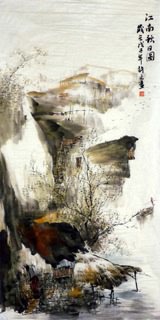 Chinese Water Township Painting,69cm x 138cm,1202001-x