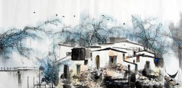 Chinese Water Township Painting,50cm x 100cm,1205002-x