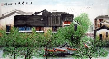 Chinese Water Township Painting,50cm x 100cm,1464010-x